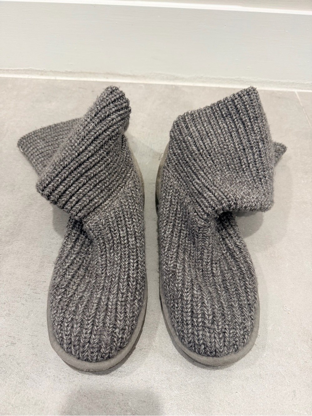 UGG Gray Knit Fold-Down Slipper Boots